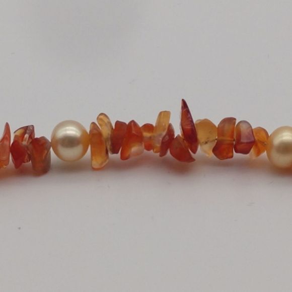Vintage Sterling Silver Carnelian Pearl Bracelet 1403 - Picture 4 of 8